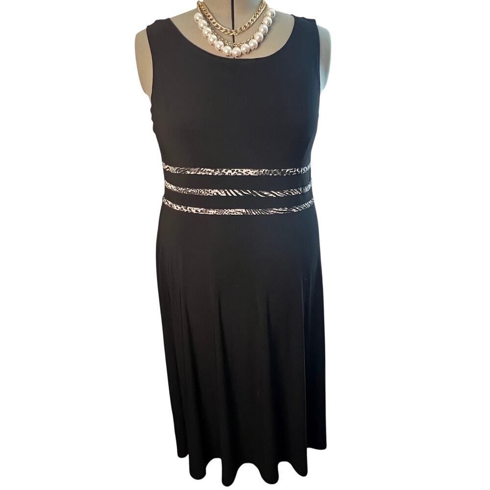 Perceptions New York Fit and Flare Sleeveless Black Dress Size 18 Stretch
